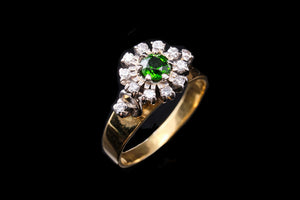 Vintage Demontoid Garnet and Diamond Ring.
