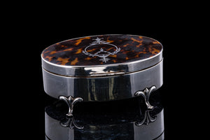 Edwardian Tortoishell and Sterling Silver Footed Trinket Box.