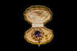 Victorian Amethyst, Seedpearls and Peridot Brooch in the Original Box.   SOLD