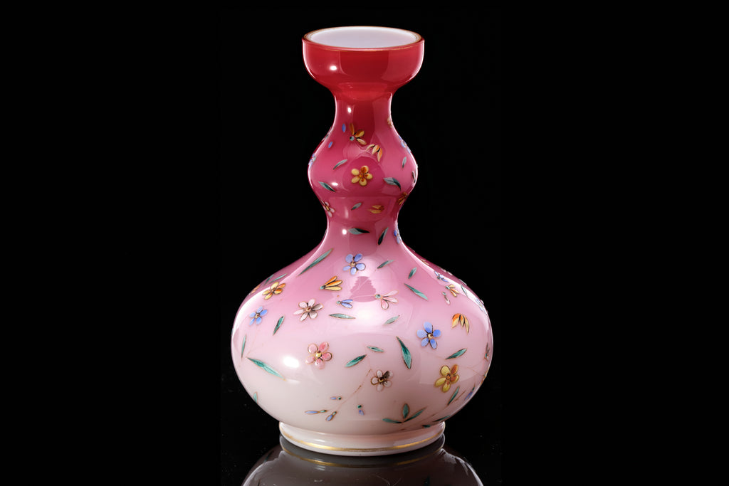 Victorian Glass Vase with Enamel Decoration.