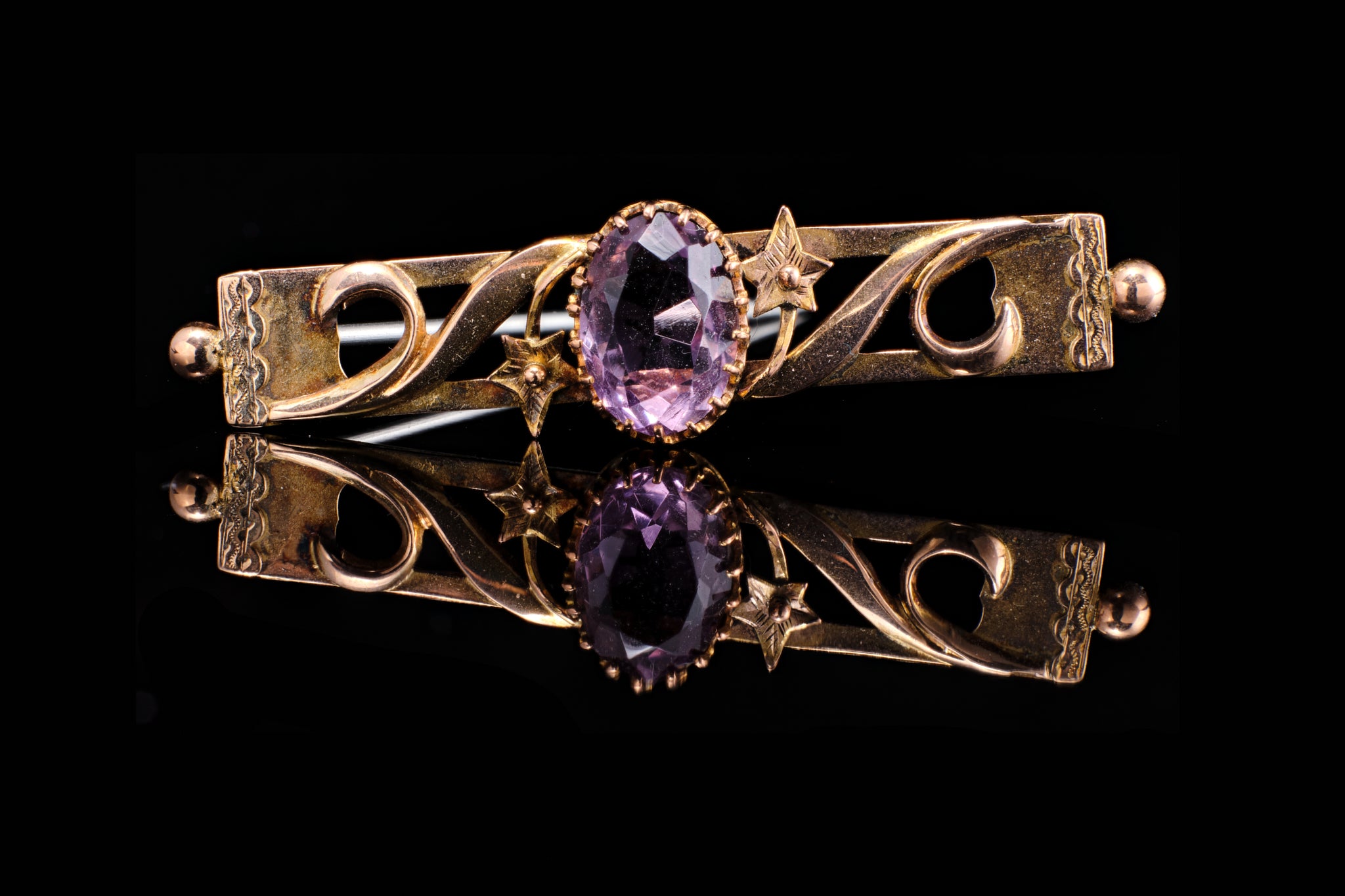 Victorian Gold with Amethysts Brooch.