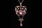 Victorian Gold, Pink Topaz and Seed Pearl Lavalier.