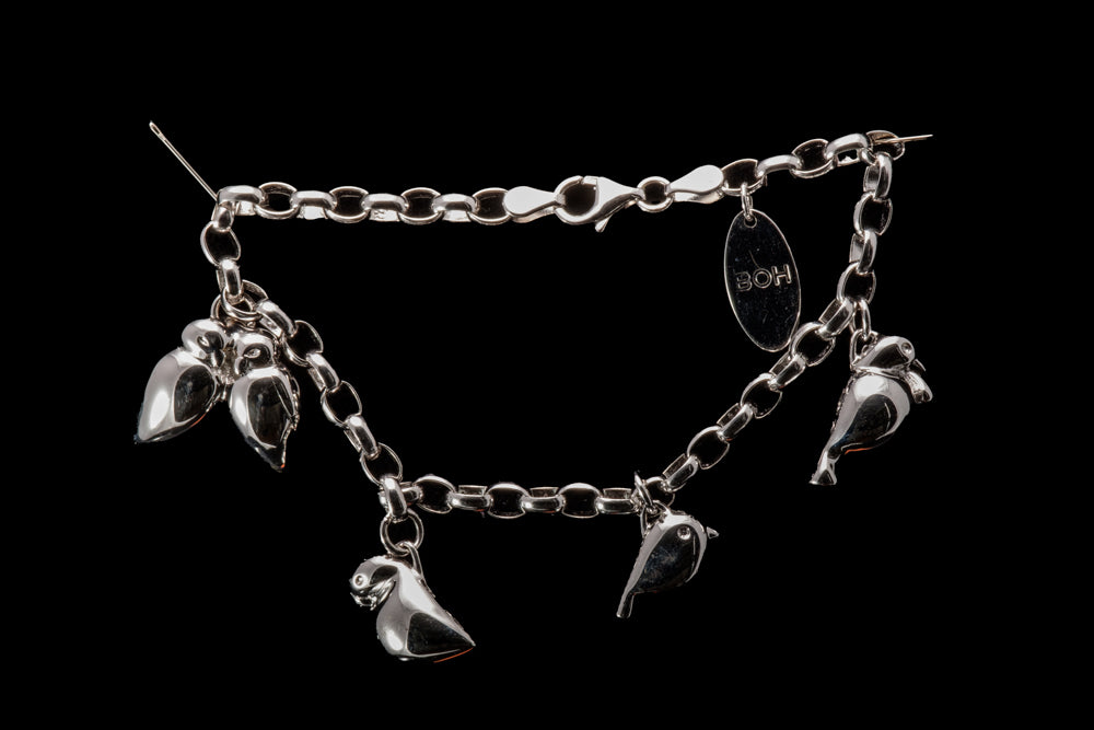Contemporary Sterling Silver Charm Bracelet.